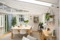 Fristående uterum pulpettak